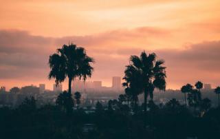 view of los angeles skyline at dusk