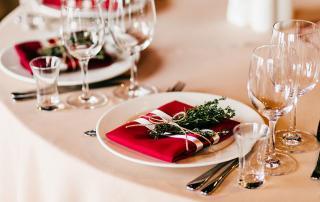 close-up view of elegant place setting at high-end los angeles restaurant and event space