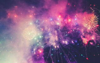 cremation fireworks in sky over Santa Monica beach