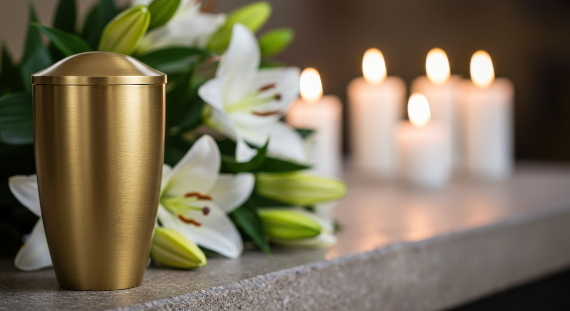 An urn and candles related to direct cremation in Huntington Park